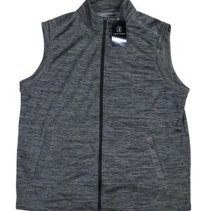PGA Tour Mens Golf Vest Full Zip Fleece Lined Caviar Heather Grey PVKFC0E6DS M